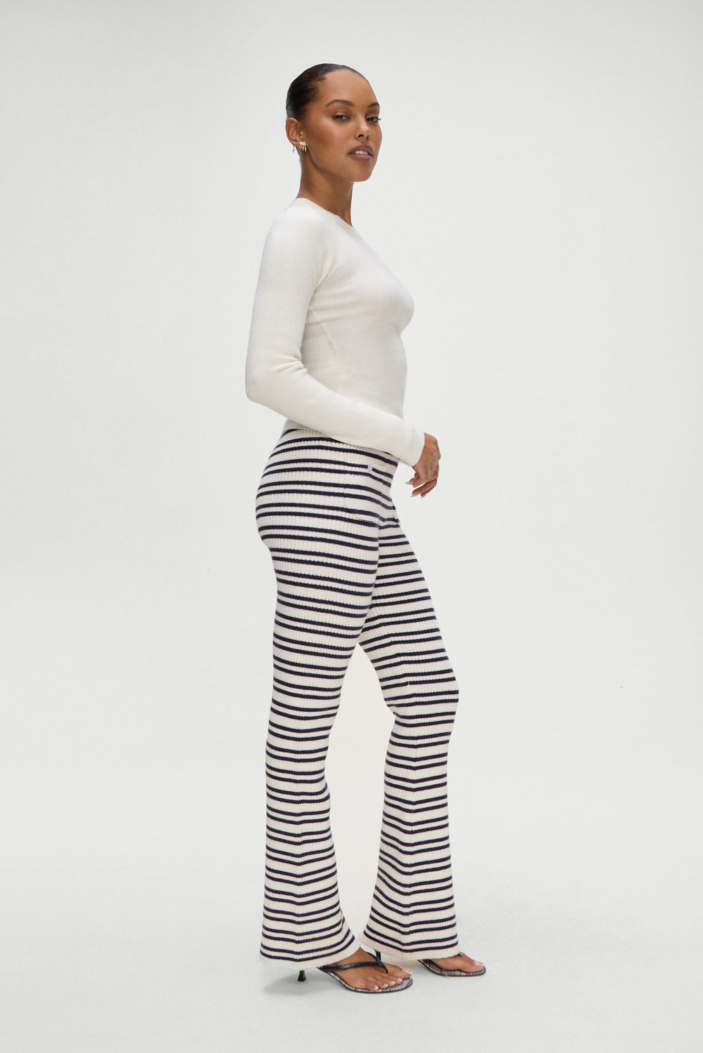 Frankies Bikinis sale Camden Striped Knit Pants - Starlit Stripe