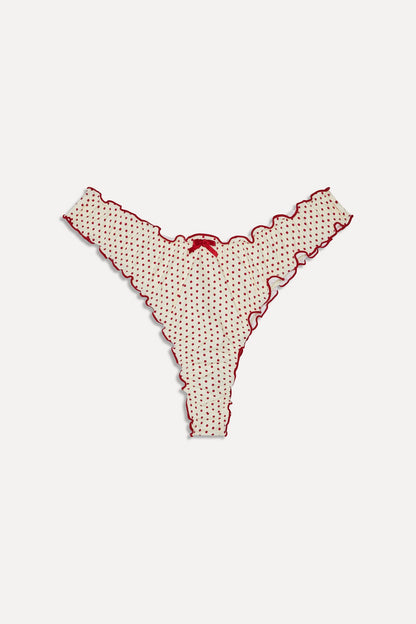 Frankies Bikinis sale x BELLA HADID Dalton Micro Bikini Bottom - Strawberry Polka Dot