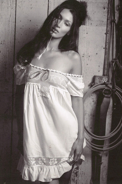 Frankies Bikinis sale x BELLA HADID Western Poplin Mini Dress - White