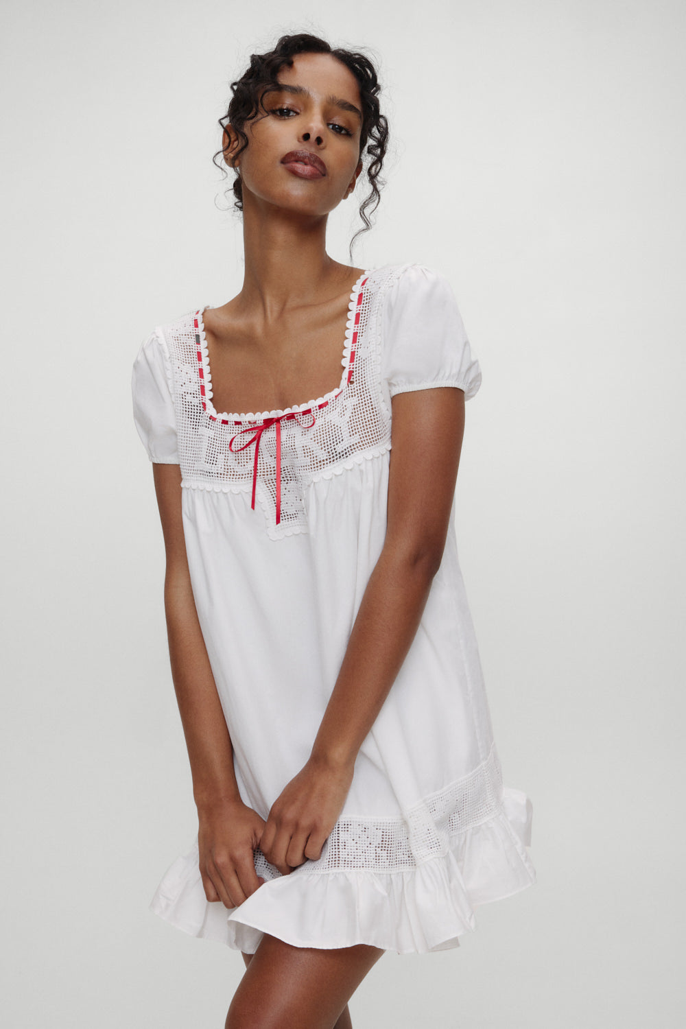 Frankies Bikinis sale x BELLA HADID Western Poplin Mini Dress - White