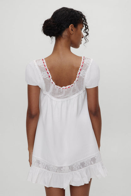 Frankies Bikinis sale x BELLA HADID Western Poplin Mini Dress - White