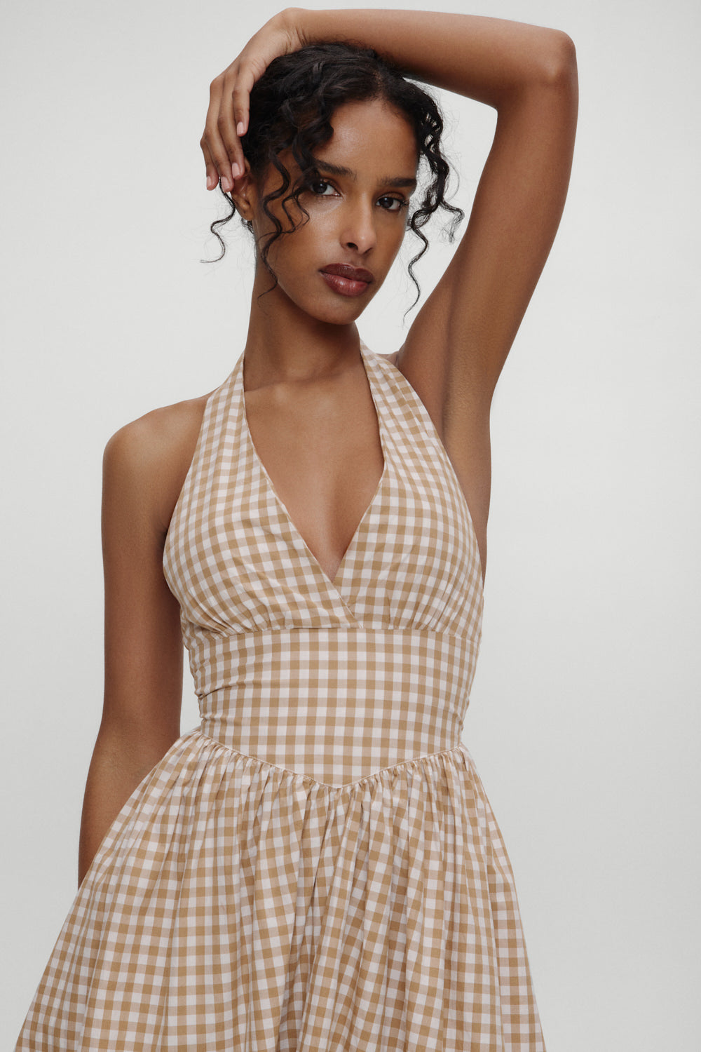 Frankies Bikinis sale x BELLA HADID Prairie Midi Dress - Rodeo Gingham