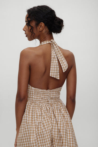 Frankies Bikinis sale x BELLA HADID Prairie Midi Dress - Rodeo Gingham