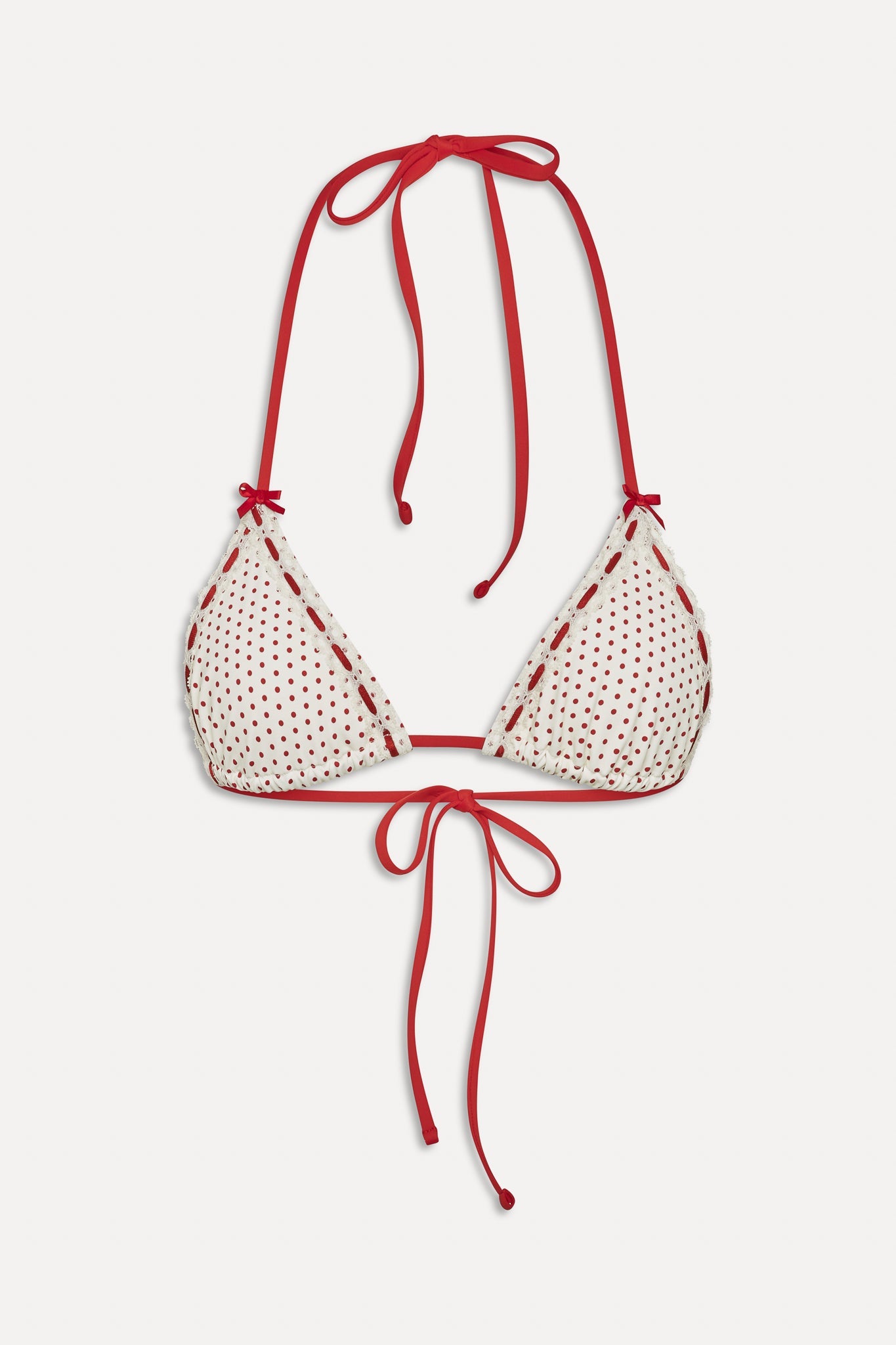 Frankies Bikinis sale x BELLA HADID Nick Triangle Bikini Top - Strawberry Polka Dot