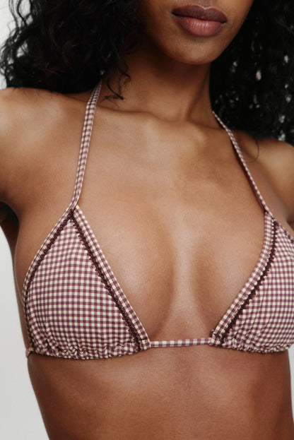 Frankies Bikinis sale x BELLA HADID Nick Triangle Bikini Top - Dream Gingham