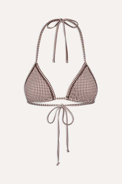 Frankies Bikinis sale x BELLA HADID Nick Triangle Bikini Top - Dream Gingham