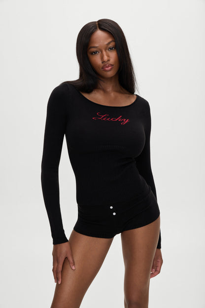 Frankies Bikinis sale x BELLA HADID Theo Knit Sweater - Lone Star Black