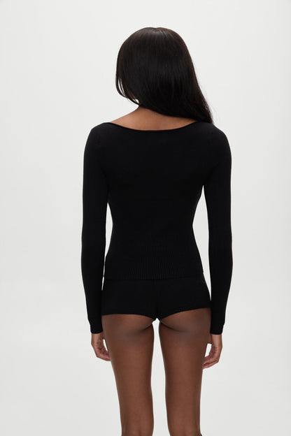 Frankies Bikinis sale x BELLA HADID Bradley Knit Booty Shorts - Lone Star Black