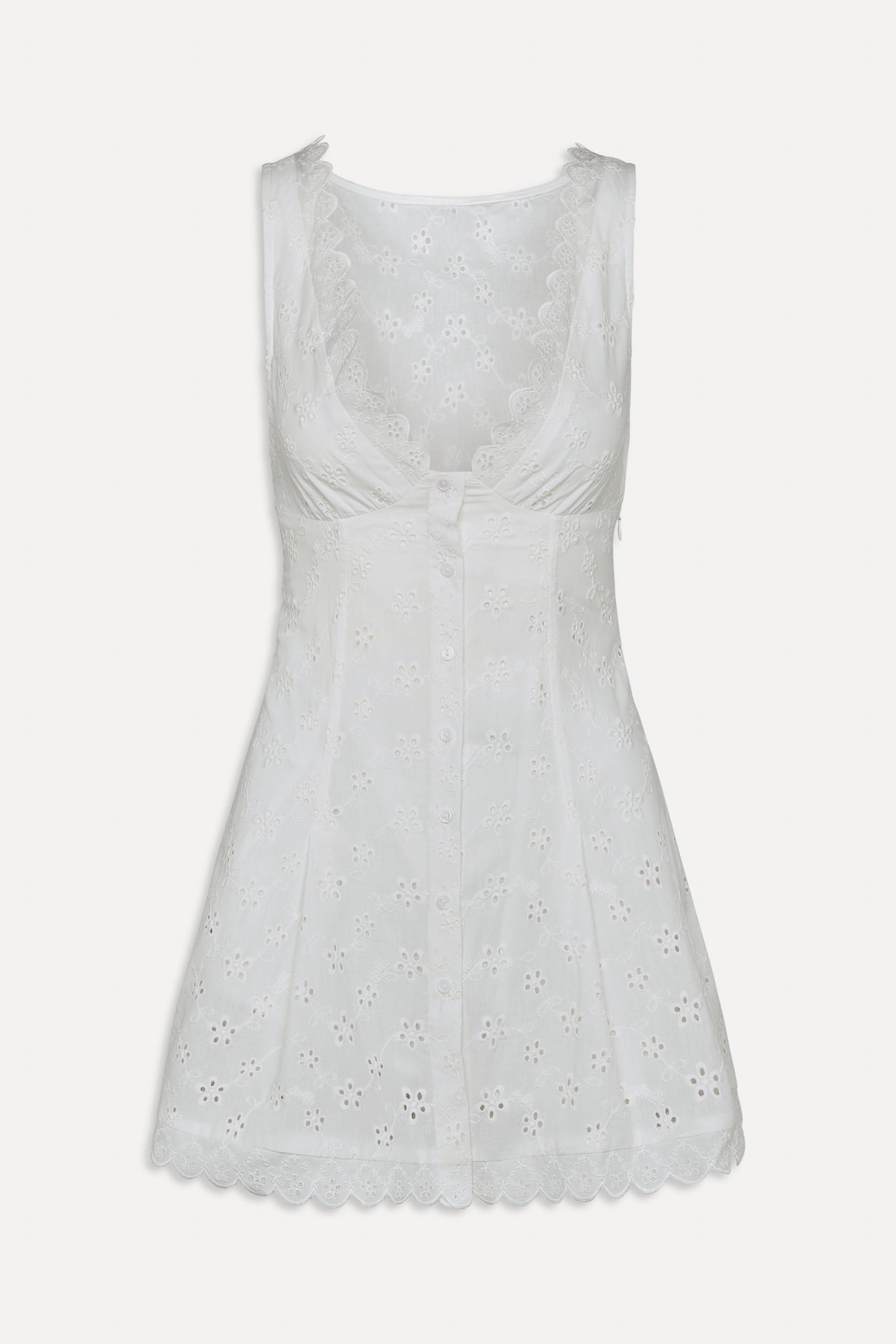 Frankies Bikinis sale x BELLA HADID Farm Eyelet Mini Dress - Salt Air Eyelet
