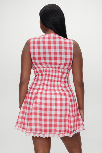 Frankies Bikinis sale x BELLA HADID Farm Gingham Mini Dress - Malibu Picnic