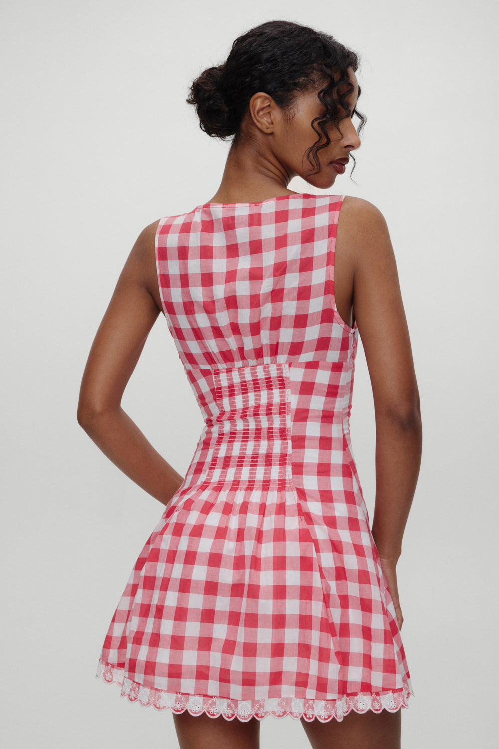 Frankies Bikinis sale x BELLA HADID Farm Gingham Mini Dress - Malibu Picnic