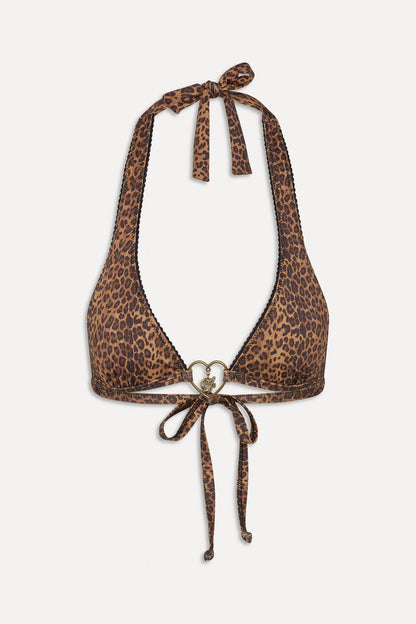 Frankies Bikinis sale x BELLA HADID Frank Halter Bikini Top - Lucky Leopard