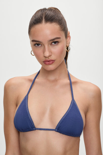 Frankies Bikinis sale x BELLA HADID Nick Triangle Bikini Top - Summer Denim