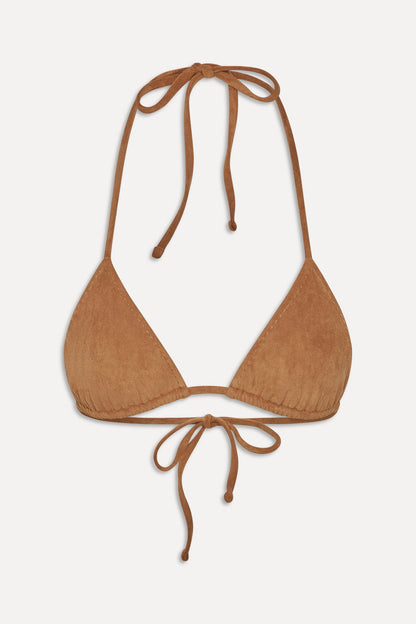 Frankies Bikinis sale x BELLA HADID Nick Suede Triangle Bikini Top - Sunkissed Suede