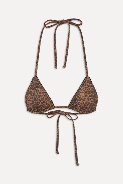 Frankies Bikinis sale x BELLA HADID Nick Triangle Bikini Top - Lucky Leopard