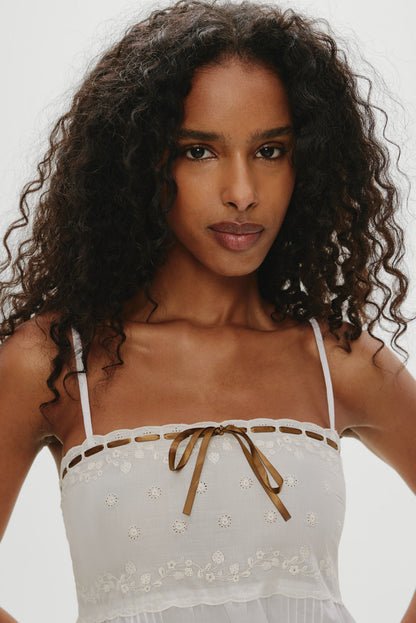 Frankies Bikinis sale Paris Cotton Babydoll Dress - Daisy White