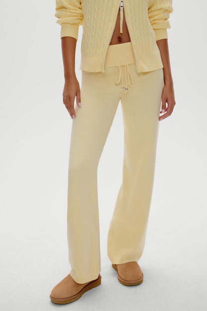 Frankies Bikinis sale Dawson Knit Fold Over Pants - Vanilla Sugar