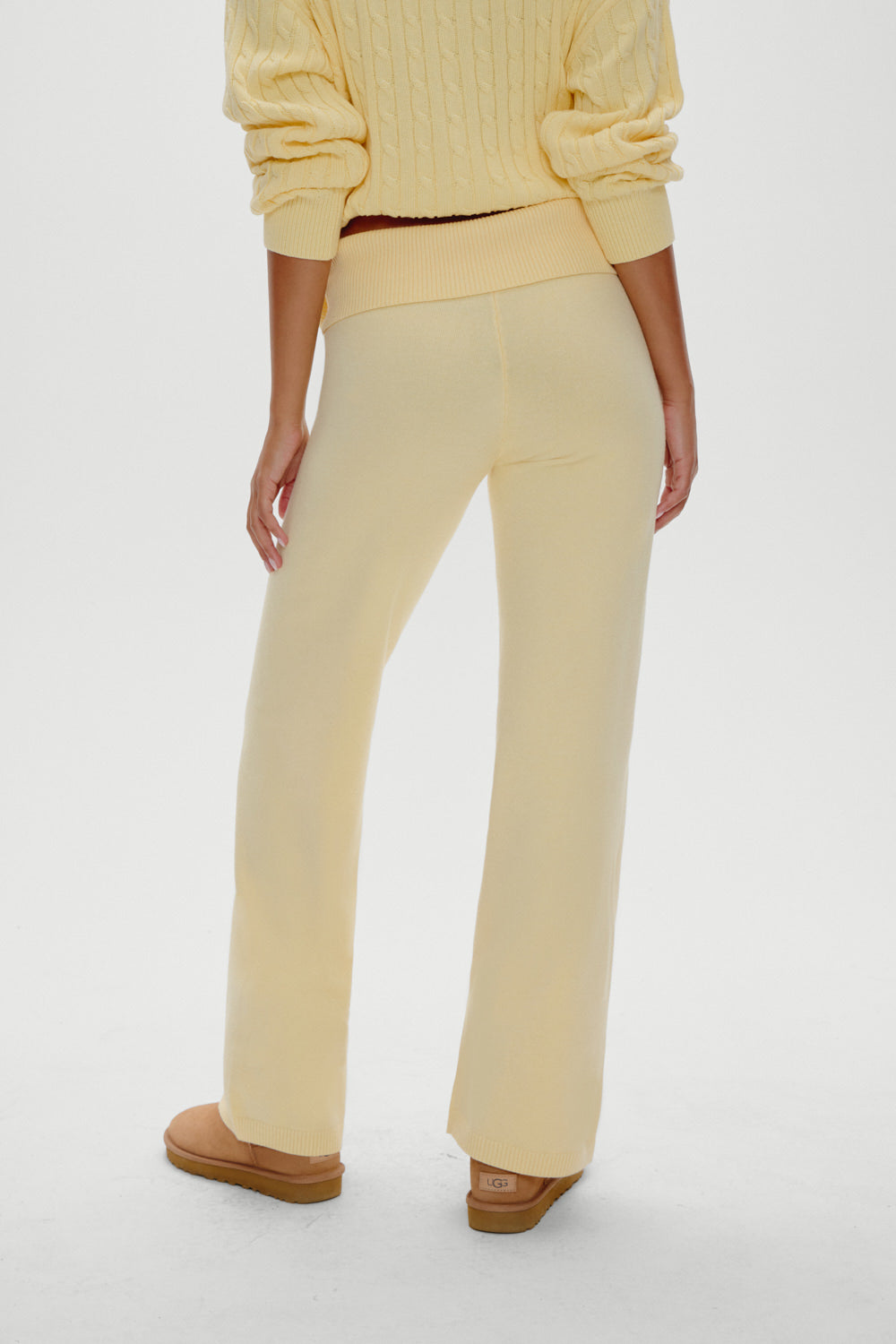 Frankies Bikinis sale Dawson Knit Fold Over Pants - Vanilla Sugar