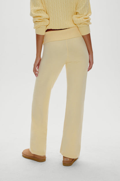 Frankies Bikinis sale Dawson Knit Fold Over Pants - Vanilla Sugar