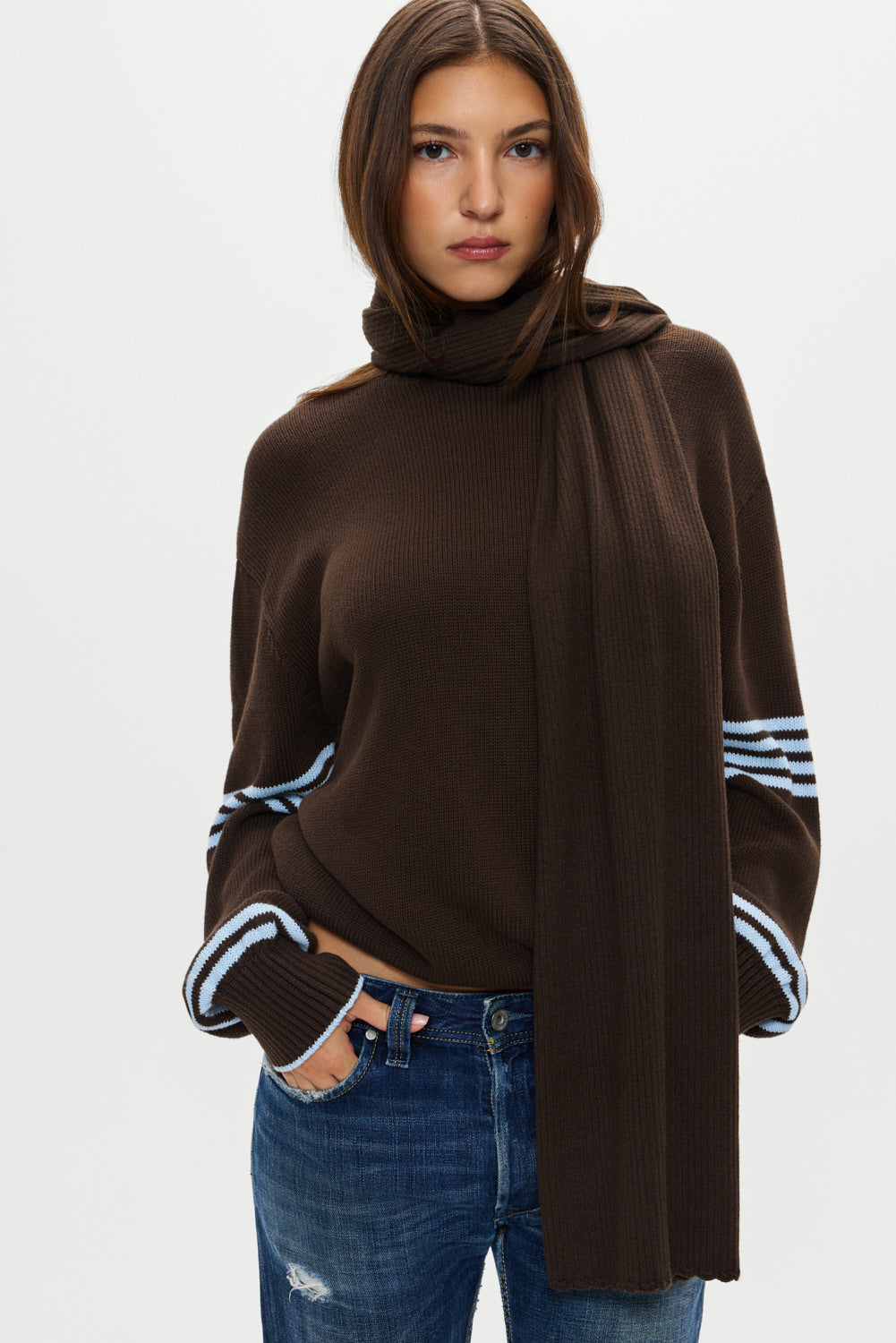 Frankies Bikinis sale Snug Knit Scarf - Chocolate Brown