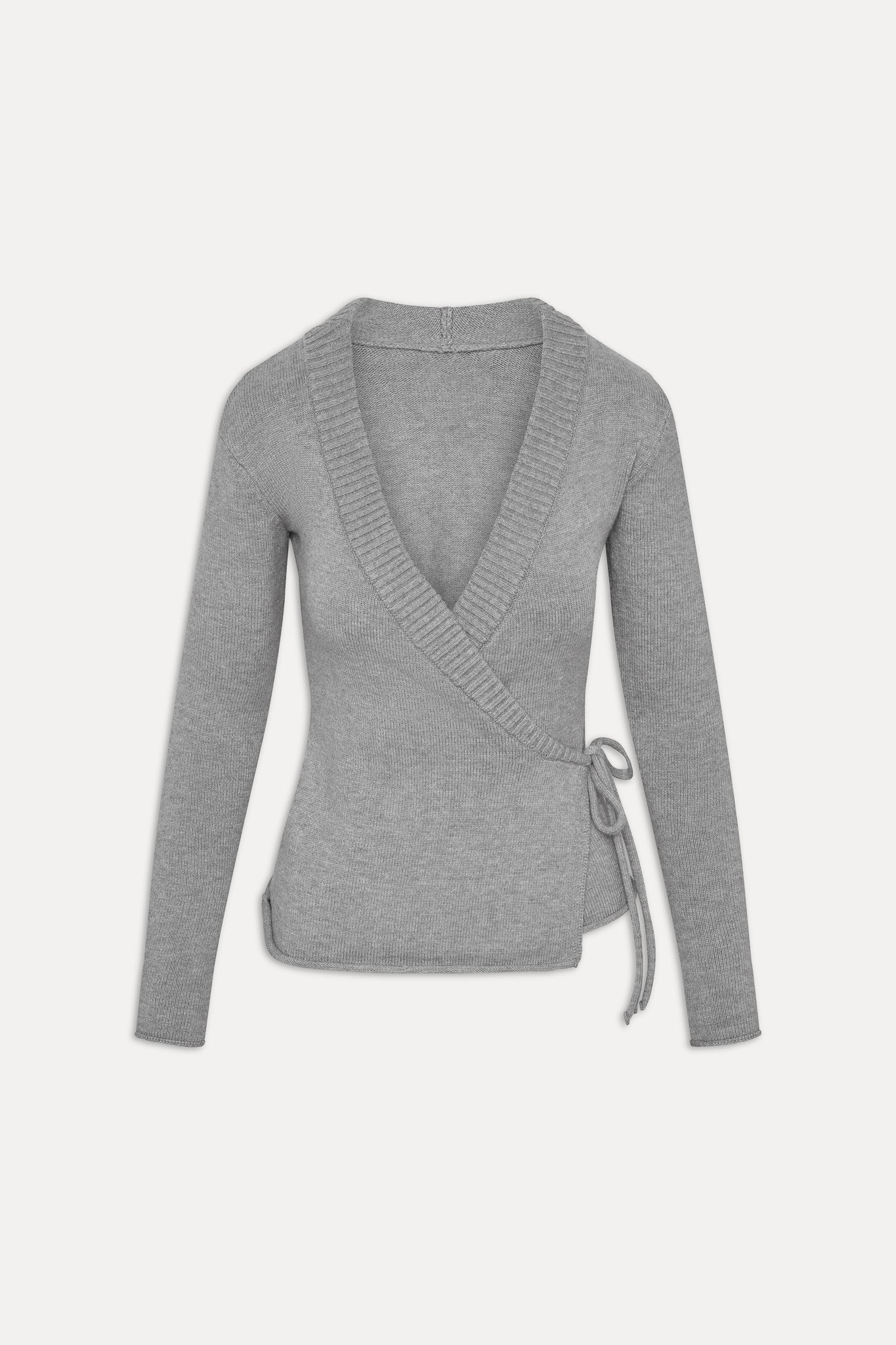 Frankies Bikinis sale Angel Baby Wrap Knit Sweater - Cloud Cover