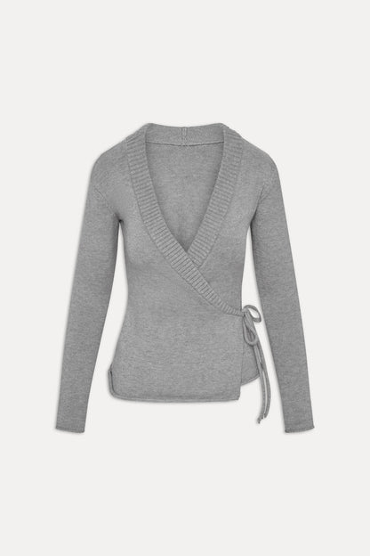 Frankies Bikinis sale Angel Baby Wrap Knit Sweater - Cloud Cover