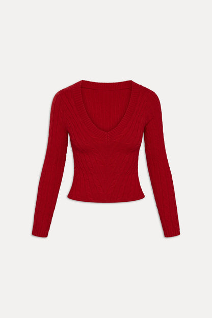 Frankies Bikinis sale Kit V Neck Knit Sweater - Heartstrings