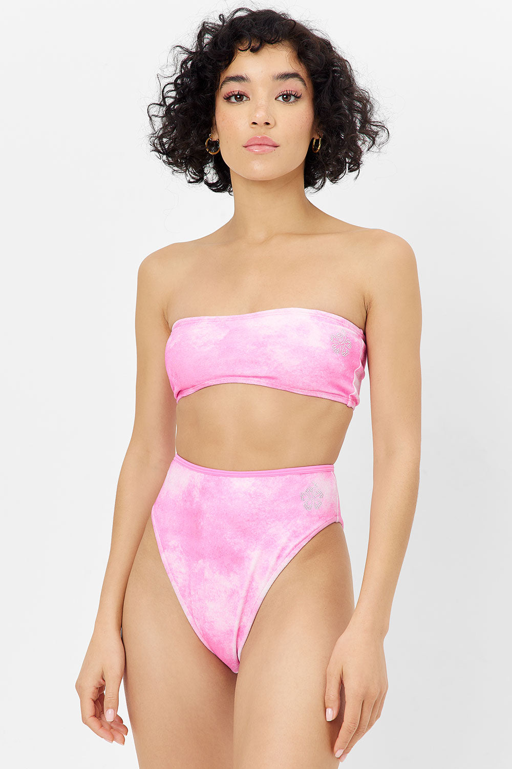 Frankies Bikinis sale Jean Terry Bandeau Bikini Top - Distorted Pink Dye