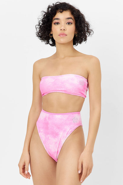 Frankies Bikinis sale Jean Terry Bandeau Bikini Top - Distorted Pink Dye
