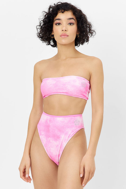 Frankies Bikinis sale Jean Terry Bandeau Bikini Top - Distorted Pink Dye