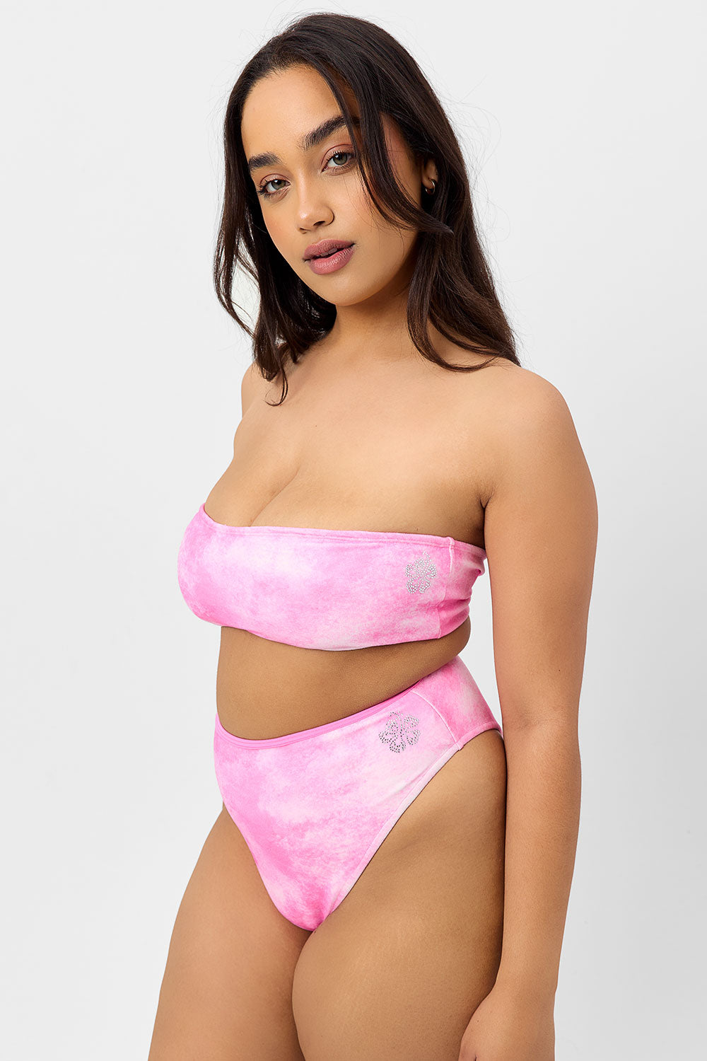 Frankies Bikinis sale Jean Terry Bandeau Bikini Top - Distorted Pink Dye