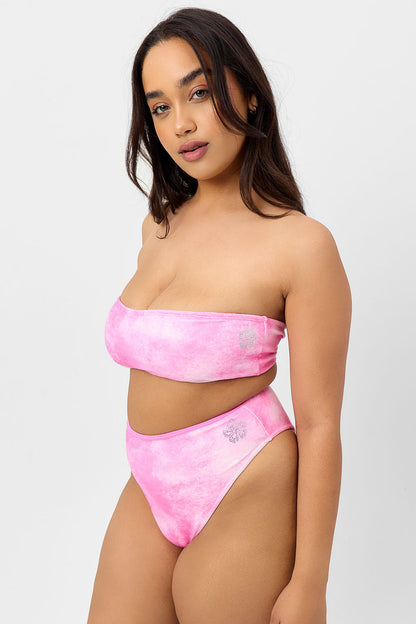 Frankies Bikinis sale Jean Terry Bandeau Bikini Top - Distorted Pink Dye