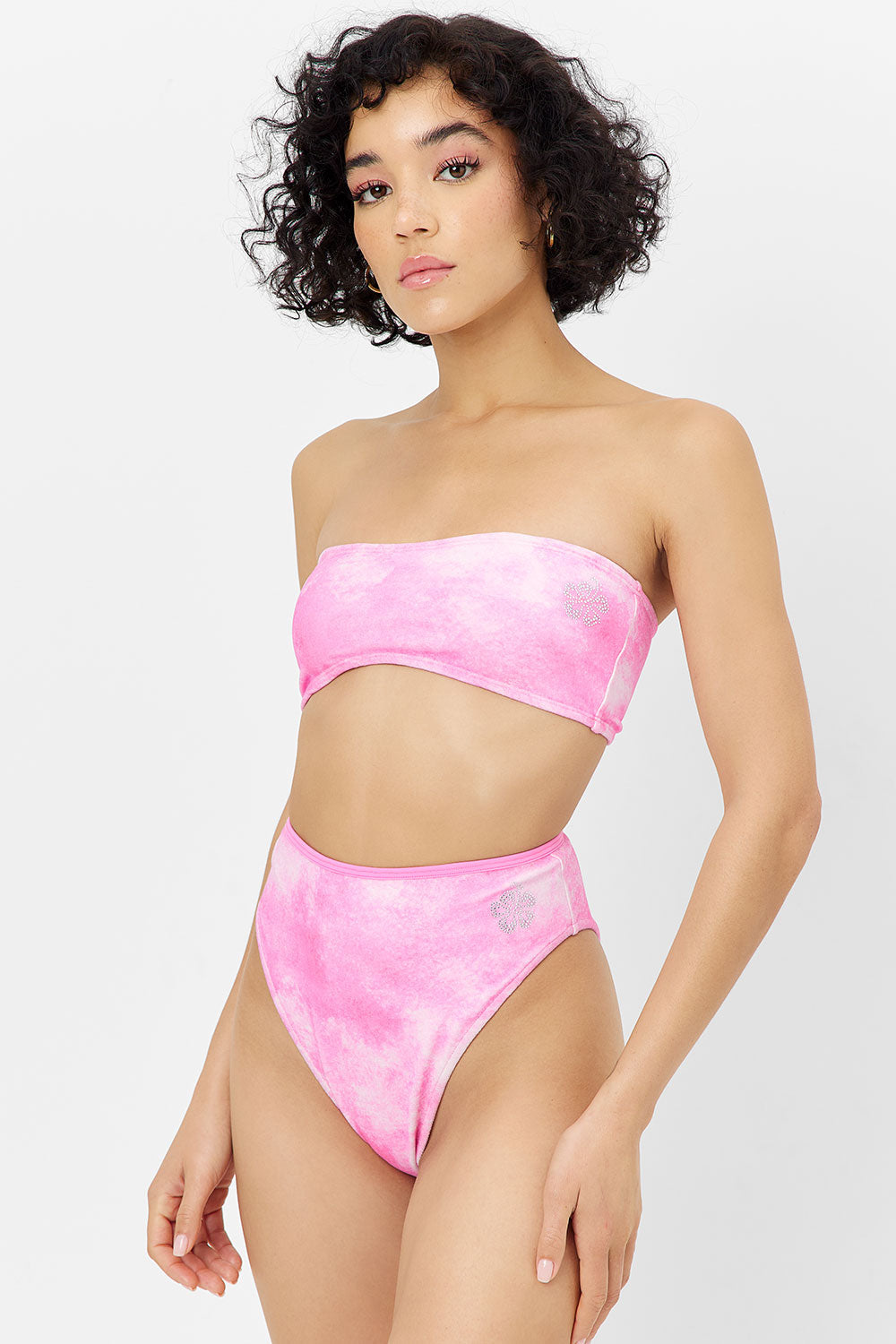 Frankies Bikinis sale Jean Terry Bandeau Bikini Top - Distorted Pink Dye