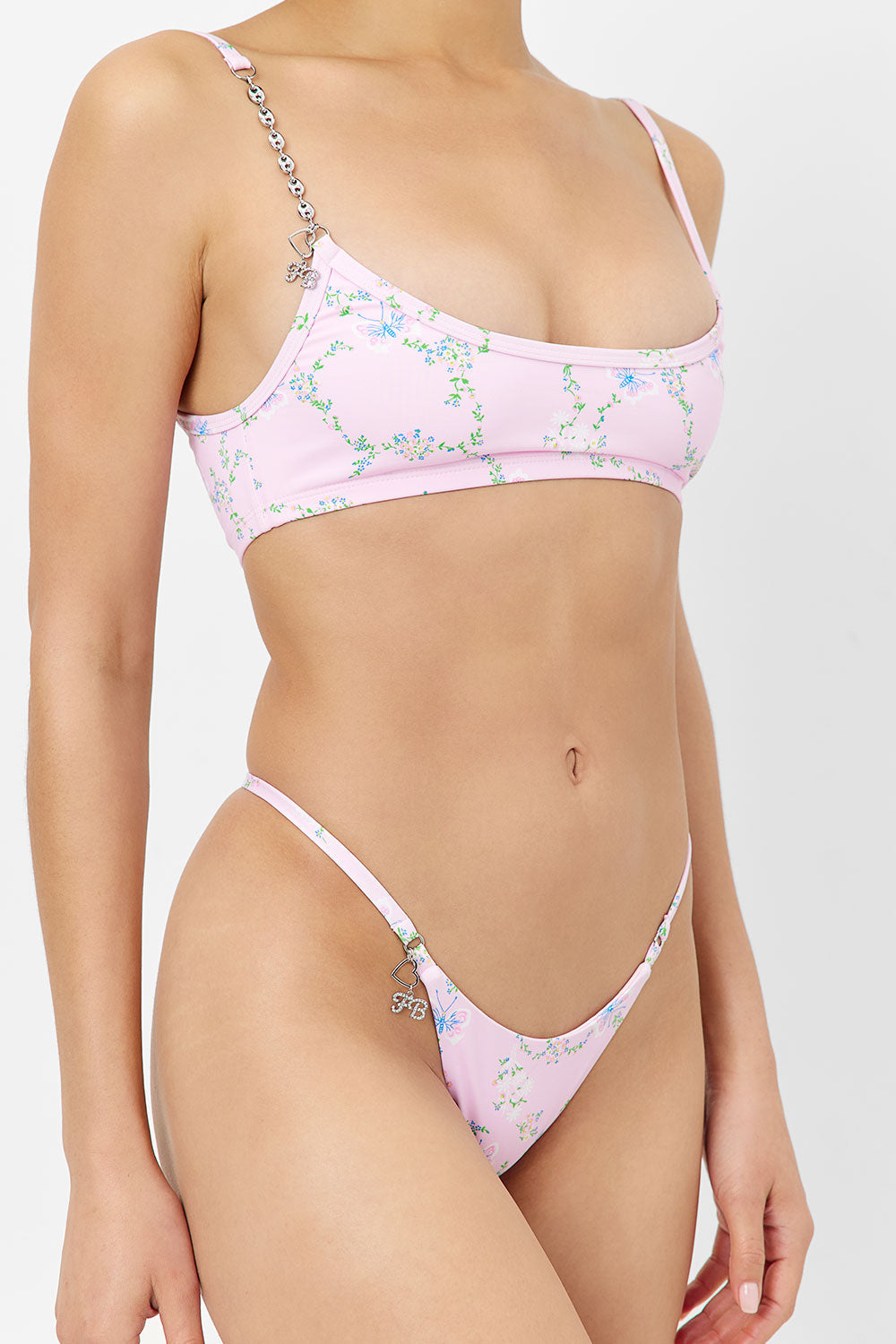 Frankies Bikinis sale Dallas Floral Chain Bikini Top - Fairytale