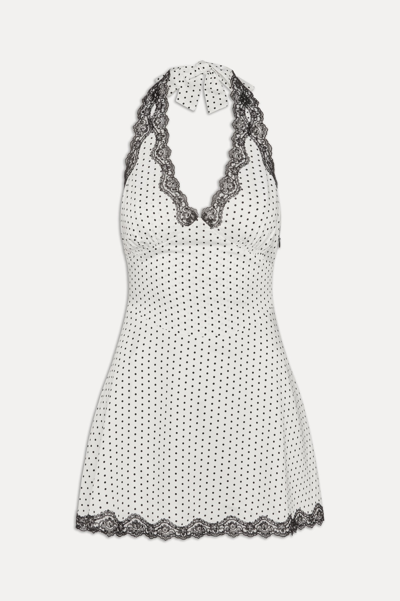 Frankies Bikinis sale Audrey Satin Mini Dress - White Polka Dot