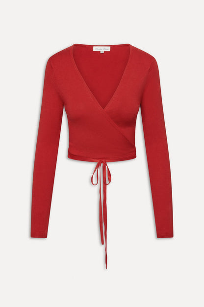 Frankies Bikinis sale Whisper Long Sleeve Wrap Top - Cherry