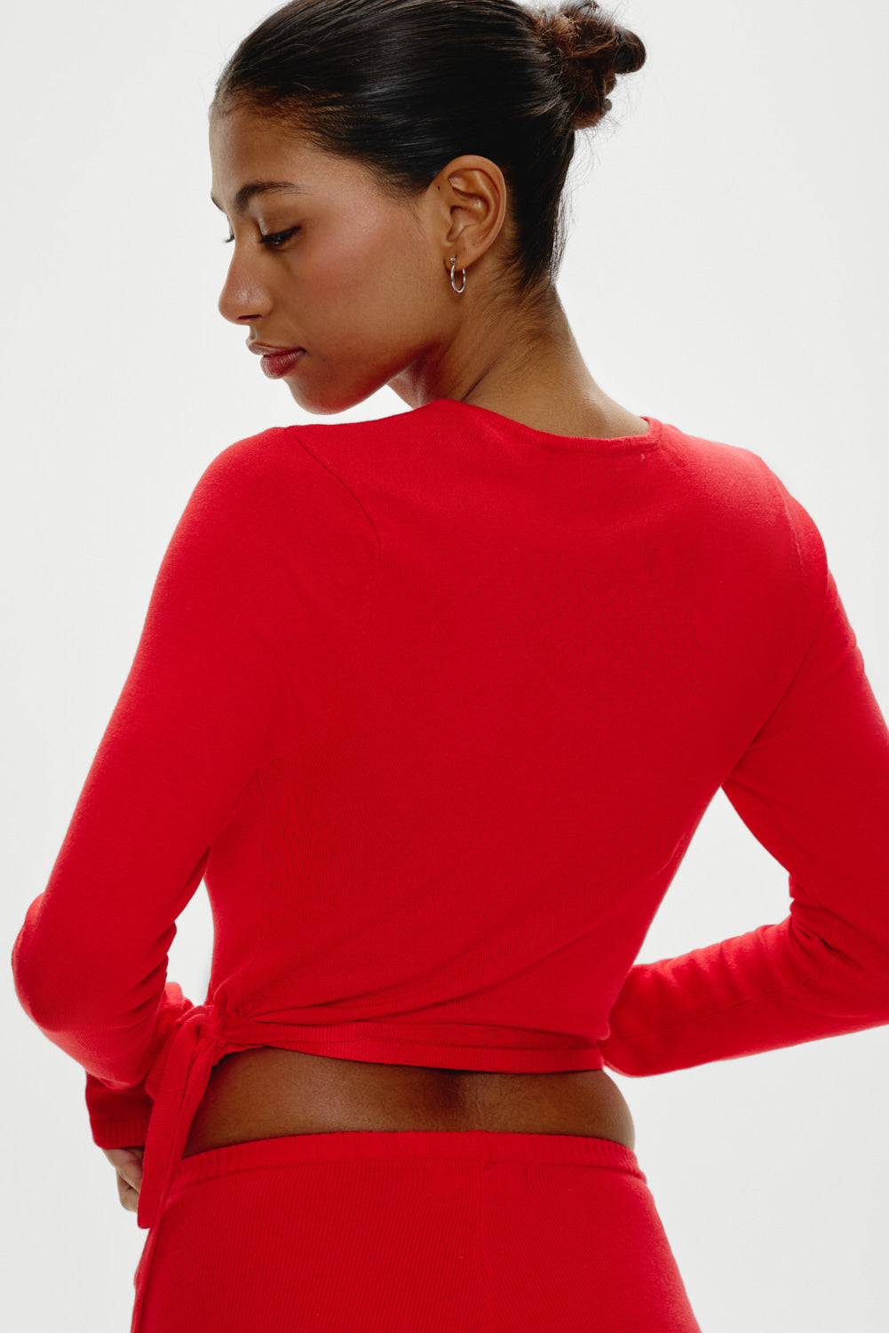 Frankies Bikinis sale Whisper Long Sleeve Wrap Top - Cherry