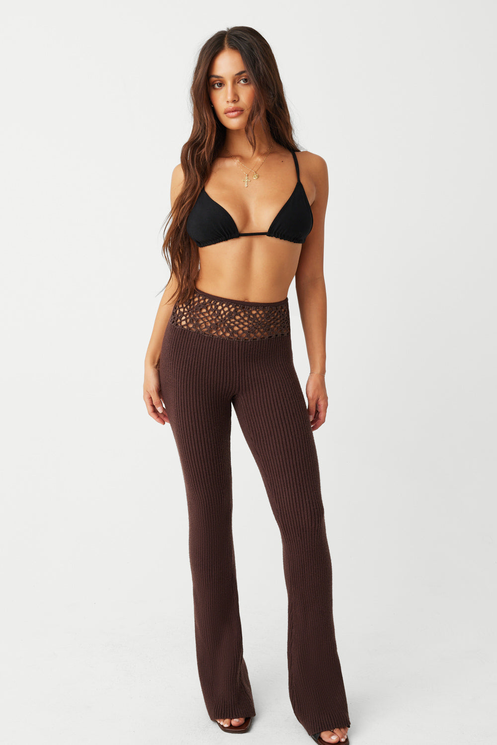 Frankies Bikinis sale Heaven Ribbed Cloud Knit Pant - Bourbon