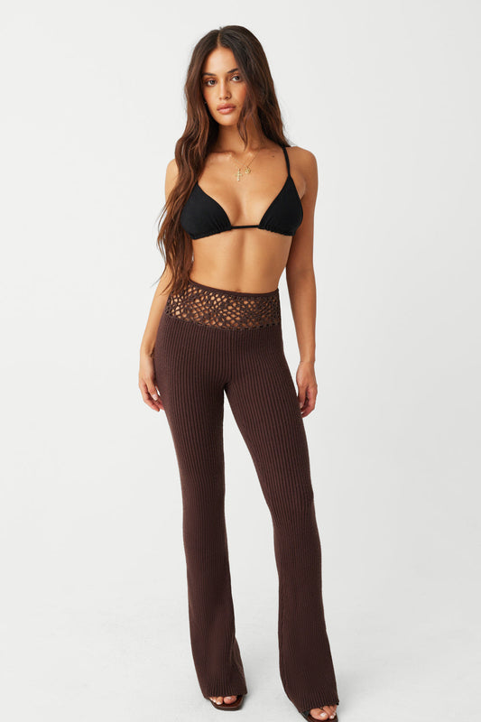 Frankies Bikinis sale Heaven Ribbed Cloud Knit Pant - Bourbon