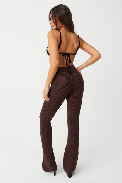 Frankies Bikinis sale Heaven Ribbed Cloud Knit Pant - Bourbon