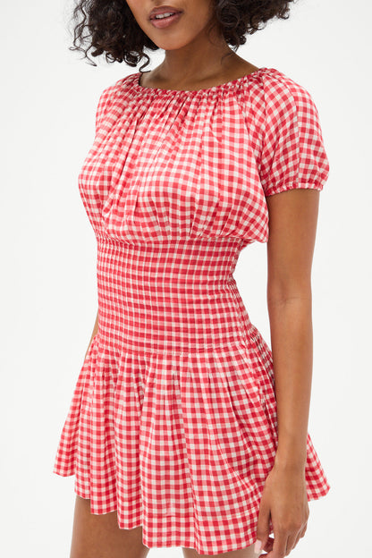 Frankies Bikinis sale Sadie Gingham Mini Dress - Cherry Gingham