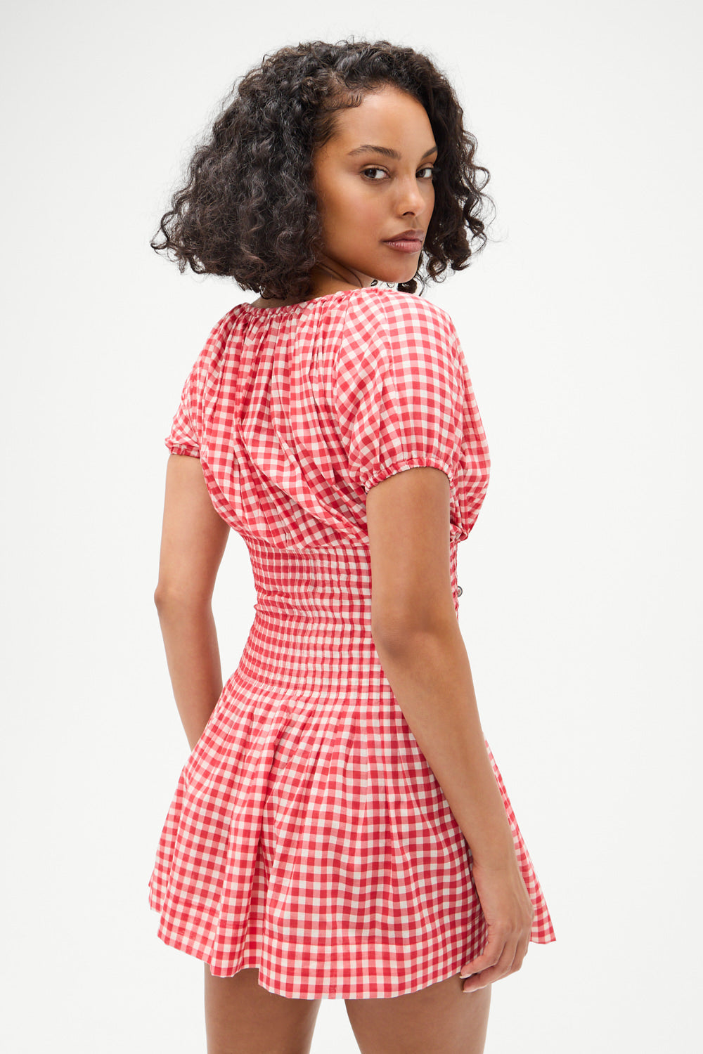 Frankies Bikinis sale Sadie Gingham Mini Dress - Cherry Gingham