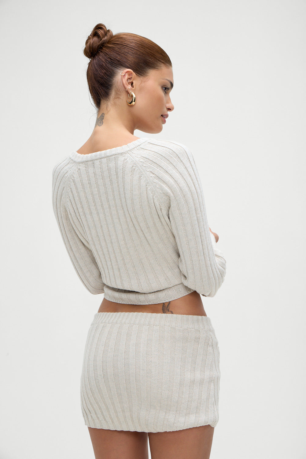 Frankies Bikinis sale Ashton Cotton Knit Sweater - Cream