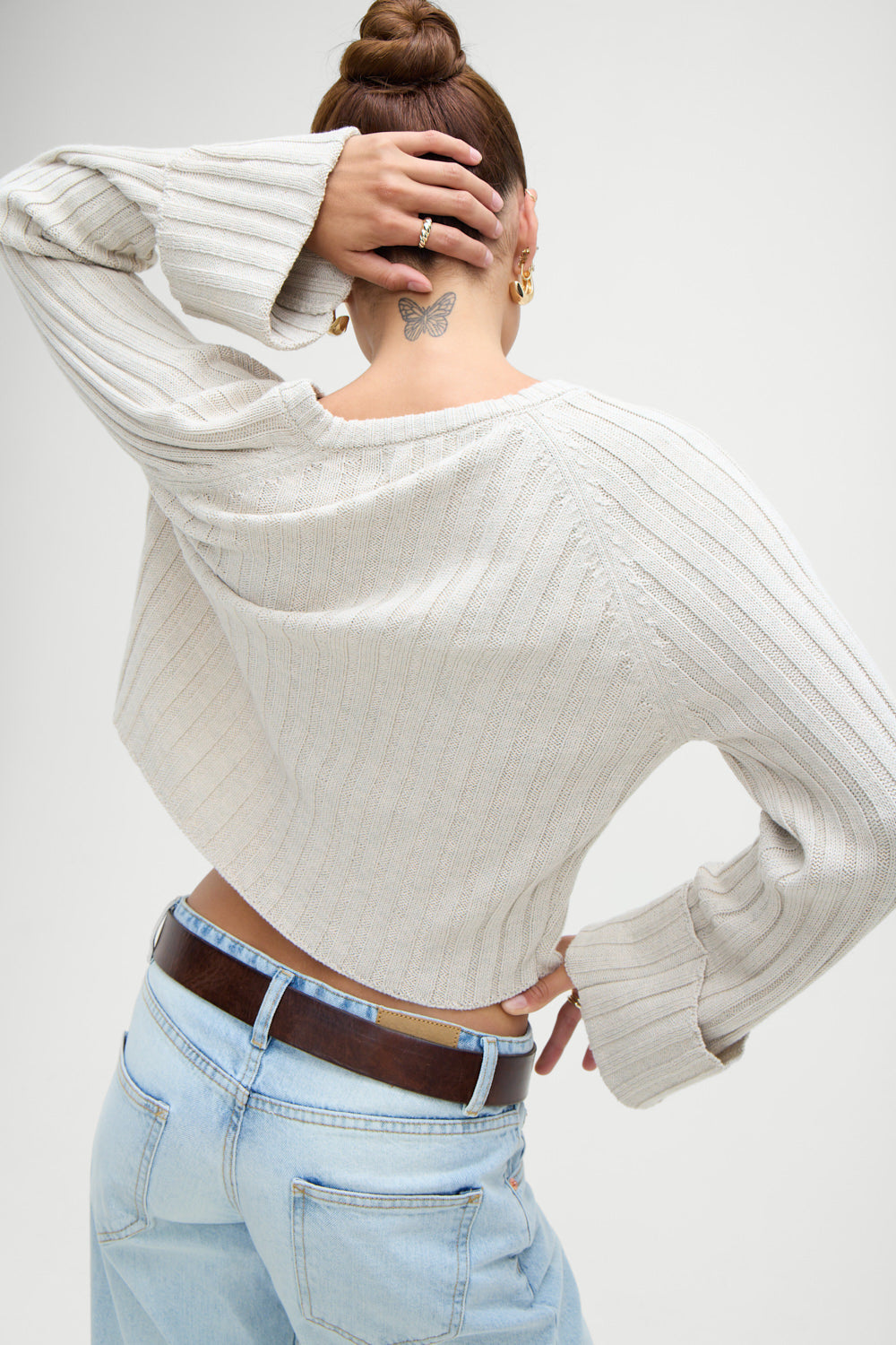 Frankies Bikinis sale Ashton Cotton Knit Sweater - Cream