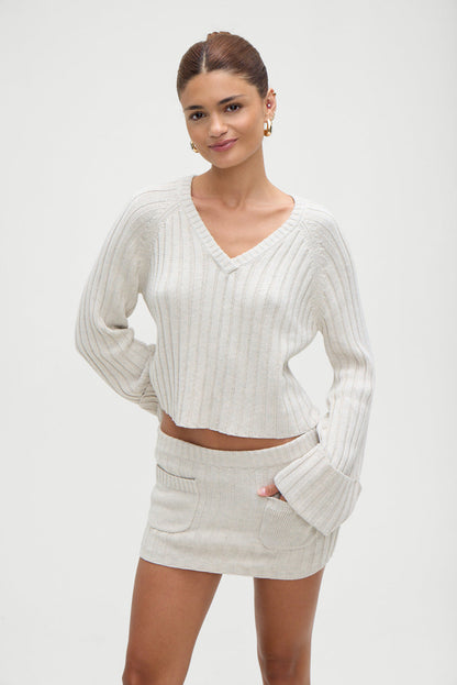 Frankies Bikinis sale Ashton Knit Mini Skort - Cream