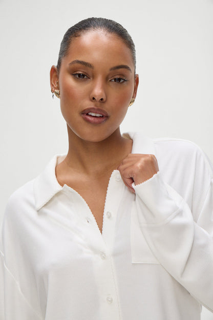Frankies Bikinis sale Rory Long Sleeve Sleep Shirt - Seashell