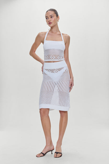 Frankies Bikinis sale Orchard Crochet Midi Skirt - White
