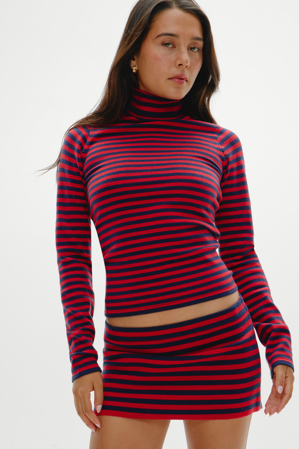 Frankies Bikinis sale Milo Knit Turtleneck Sweater - Sunday Stripe