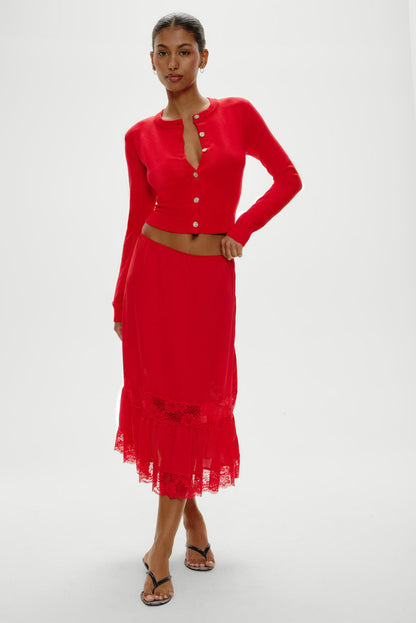 Frankies Bikinis sale Sundae Cropped Cardigan - Cherry