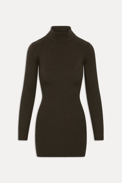 Frankies Bikinis sale Date Night Knit Mini Dress - Chocolate Brown